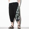Summer Men Harajuku Harem Pants Cotton Joggers Calf-Length Pants Male Vintage Chinese Style Print Trousers