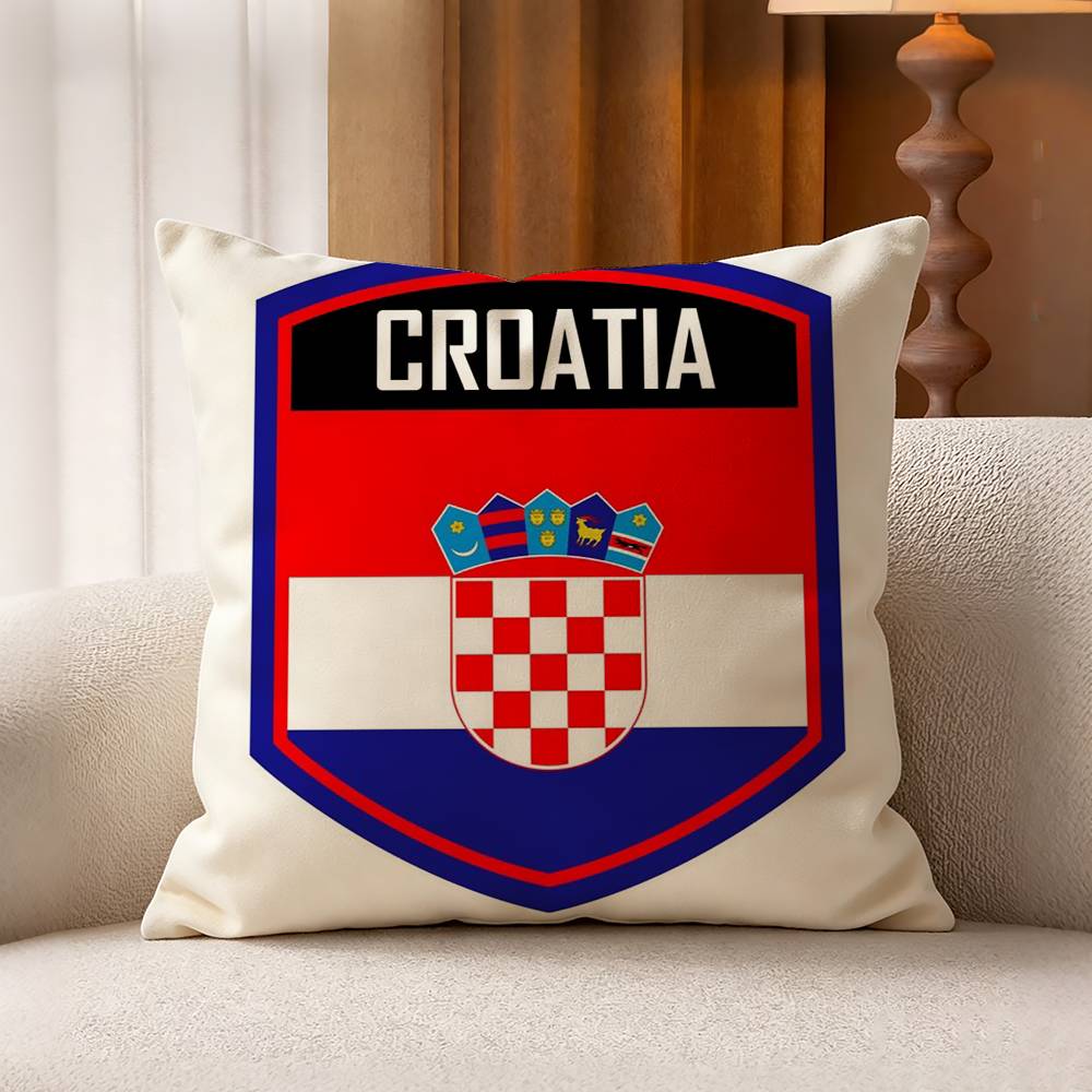CCroatia FFlag Cotton Linen Square Pillow Covers Home Decor Gifts