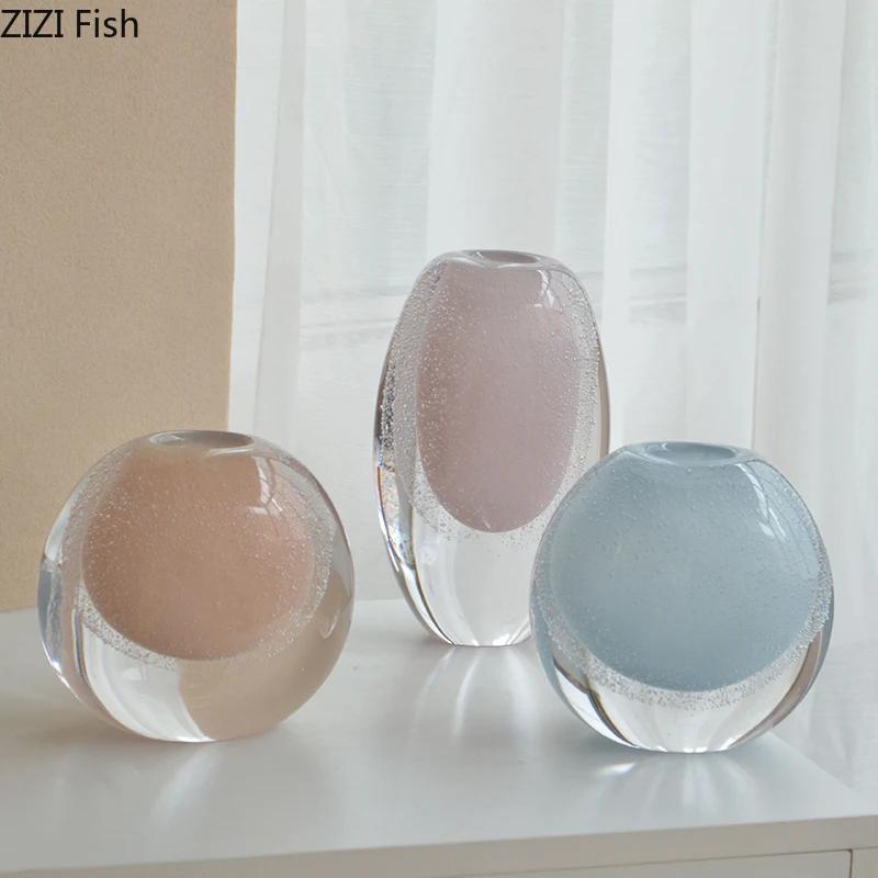 Lovely Colored Bubble Glass Vase Multiple Styles Plant Pots Table Decoration Flowers Arrangement Vases Room Aesthetic Decor