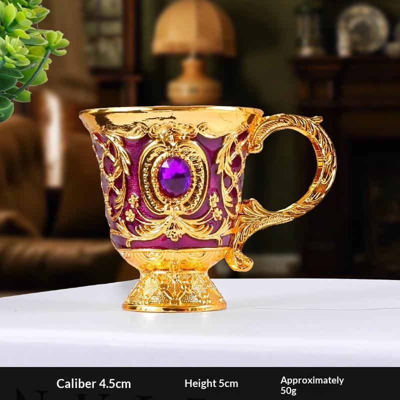 Vintage European Alloy Goblet Embossed Enamel Mini Liquor Wine Cup Multi Colors For Wedding Home Bar Table Decor Gift