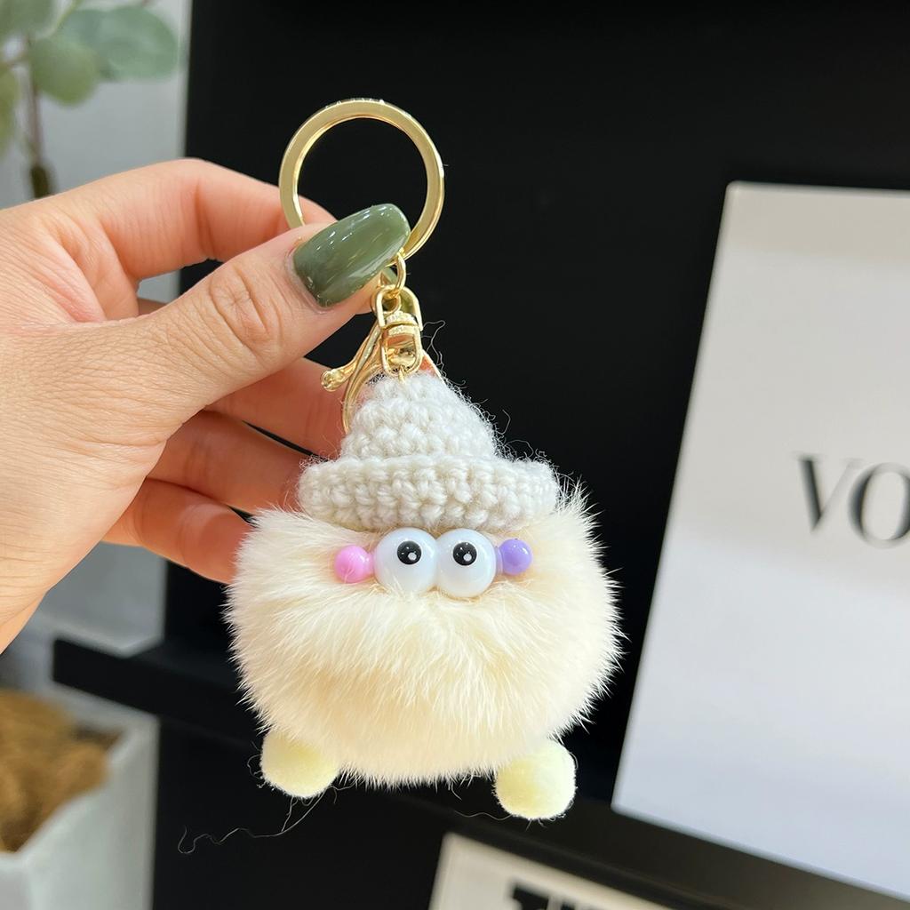 Small Coal Balls Korean Ins Internet Celebrity Rex Rabbit Hairball Cute Elf Schoolbag Pendant Car Keychain Mobile Phone Pendant