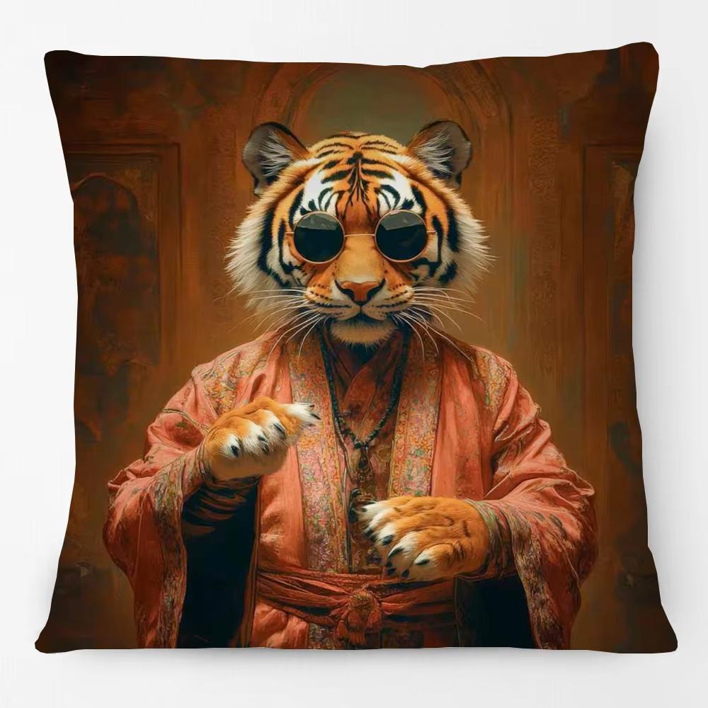 Animals Portrait Poster Pillowcase European Fashion Leopard Royal Lion Zebra Living Room Cushion Cover Square Home Decoration