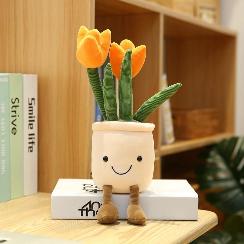 Simulation Plant Doll Daffodil Tulip Fun Potted Series Plush Toy Decorative Ornaments