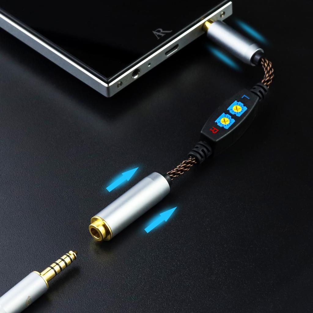 okcsc ADC8 Conversion Cable Impedance Adapter with Adjustment Function Adjustable Suitable for Audio 2.5mm (Male) - 4.4mm (Female) 8-Core