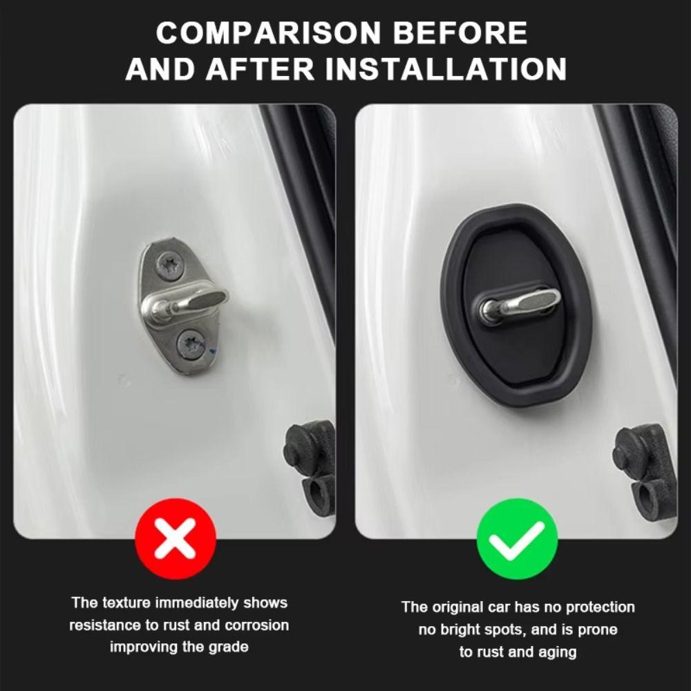 4Pcs Universal Fit Silicone Door Lock Protective Cover Auto Accessories