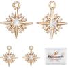 Beebeecraft 14Pcs Star Charms 14K Gold Plated Cubic Zirconia North Star Pendant Charms for DIY Necklace Earrings Wedding Anniversary Summer Party
