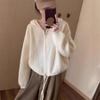 Hooded Sweater Jacket Women's Autumn and Winter New Lazy Style Loose Zipper Drawstring Short Knitted Cardigan Top