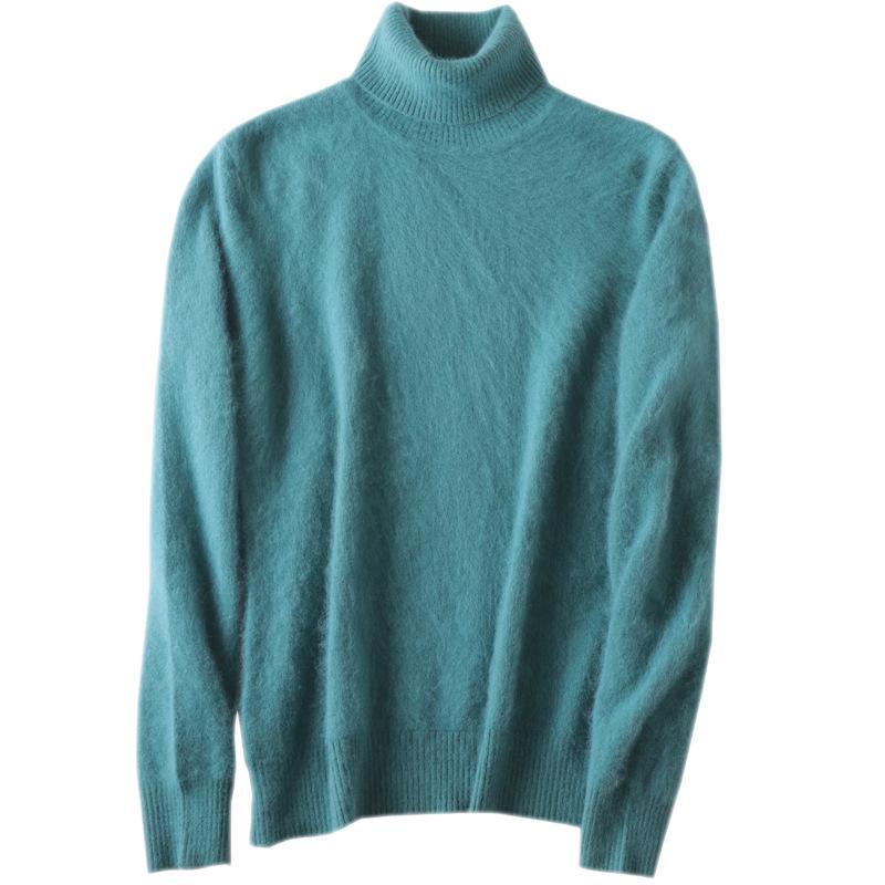 Damen Rollkragen Nerz Kaschmir Pullover Herbst/Winter 2024: Lockere, Dicke und Vielseitige Strick-Basisschicht