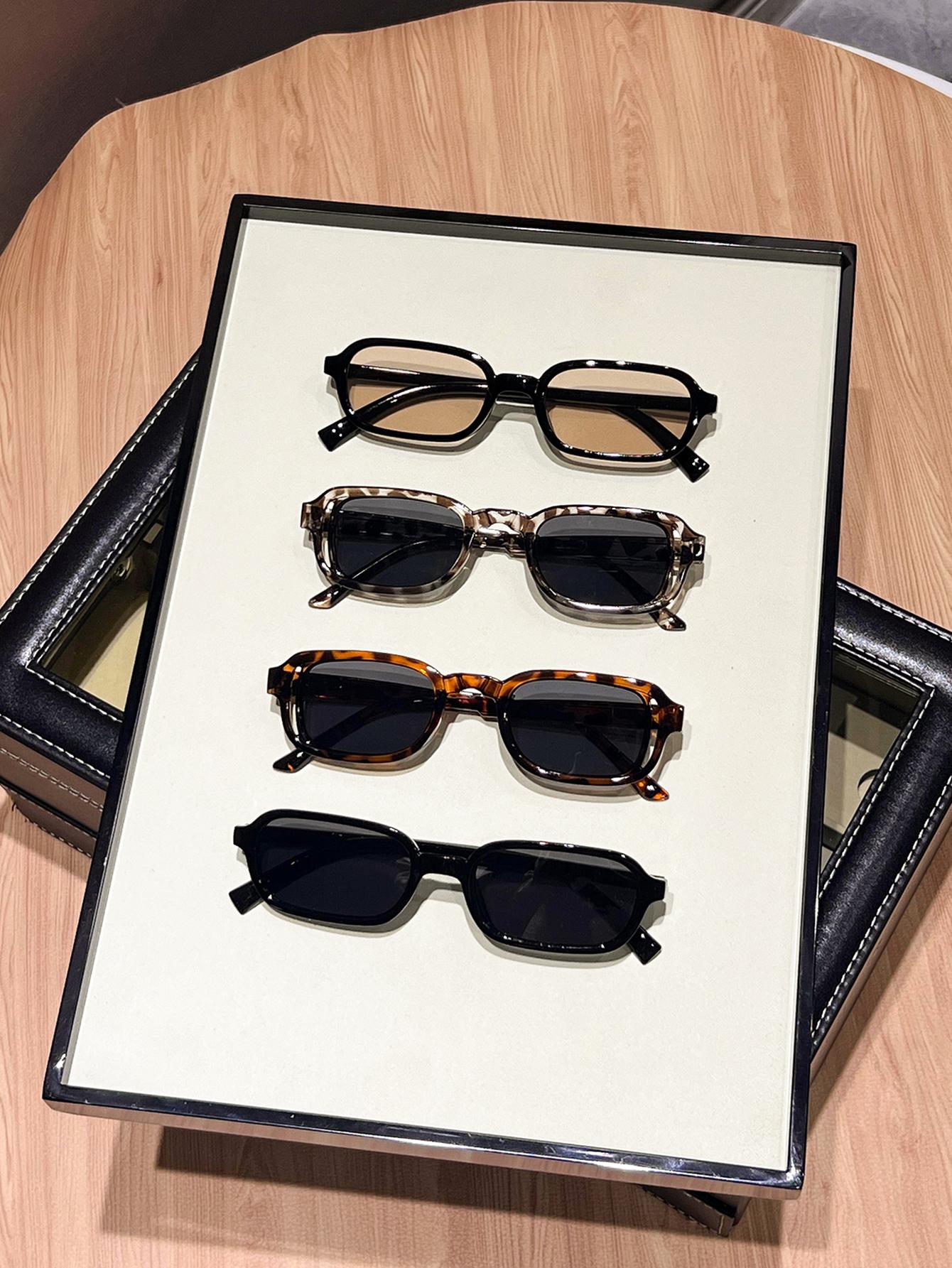 4Pcs Fashionable and Exquisite Small Frame Sunglasses Set Fashion Accessories/Rectangular Frame Design for Driving and Travel