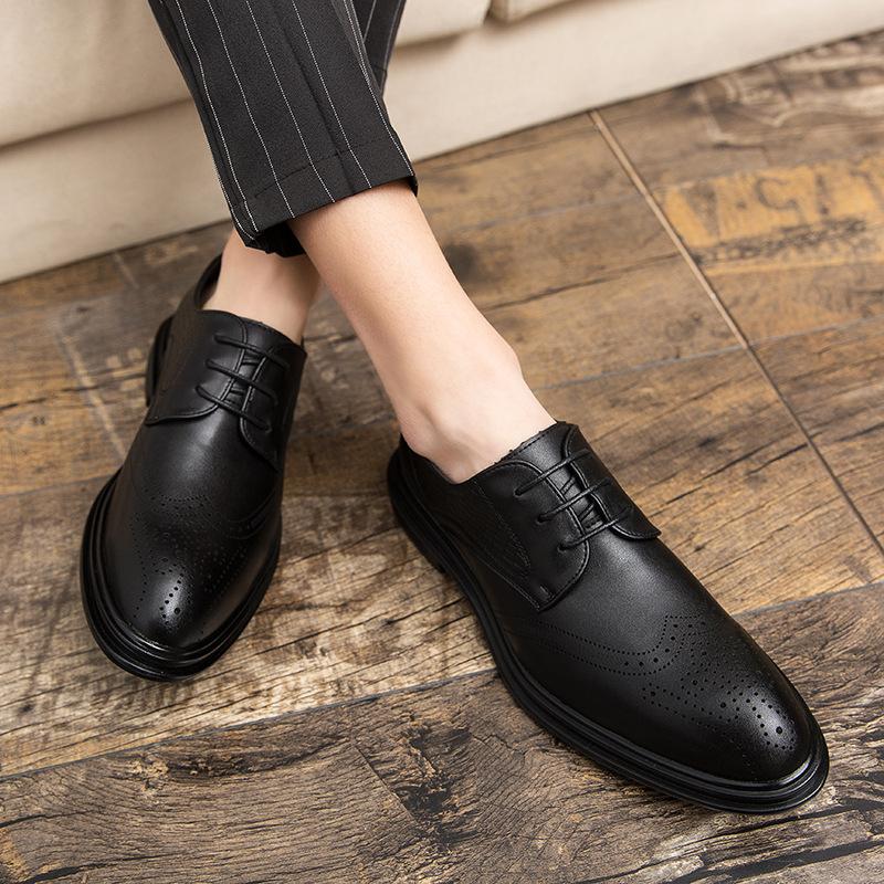 Men Oxfords High Quality Split Leather Men's Dress Shoes Luxury Brand Driving Shoes Brogue Lace Up Men's Casual Shoes