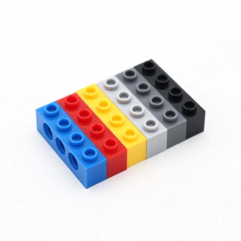 70pcs Technology 3701 Brick 1x4 with Hole Thick Bricks Building Block Compatible Accessories Particles Mechanical Science