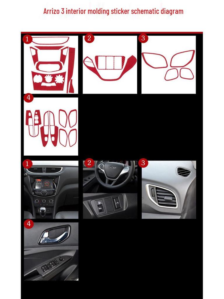 Arrizo 3 Interior Carbon Fiber Console & Gear Sticker Set