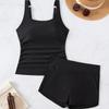 New Women's One-piece Swimsuit Printed Top with Pocket Shorts Tankini Suit