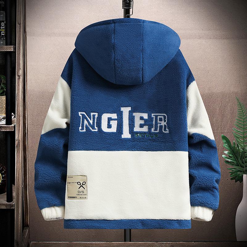 Chaqueta de Invierno de Piel de Cordero para Hombre - Holgada, Moderna, Grueso Forro Polar Granulado para Adolescentes y Estudiantes