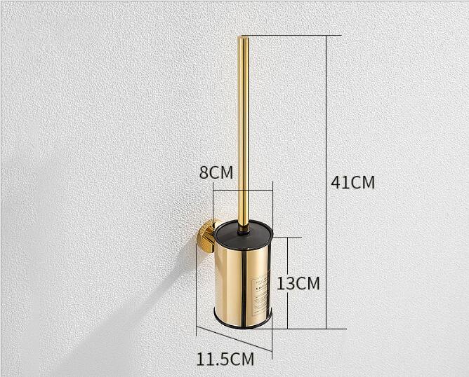 Tuqiu Gold Toilet Brush Holder with Brush 304 Stainless Steel Nickel/Black Bathroom Toilet Scrub Cleaning Brush Holder Set