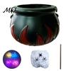Dark Style Photo Prop Light Up Witch Cauldron DIY Set, Halloween Glowing Black Plastic Bowl with Spiders, Craft Kit Spooky Hocus Pocus Candy