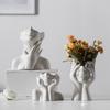 Vit Kroppskonstprydnad Kreativ Keramikvas Blomsterarrangör Skrivbordsdekoration Fotorekvisita