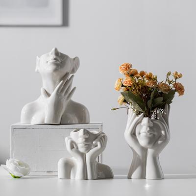 White Body Art Ornament Creative Ceramic Vase Flower Arranger Desktop Ornament Photography Props