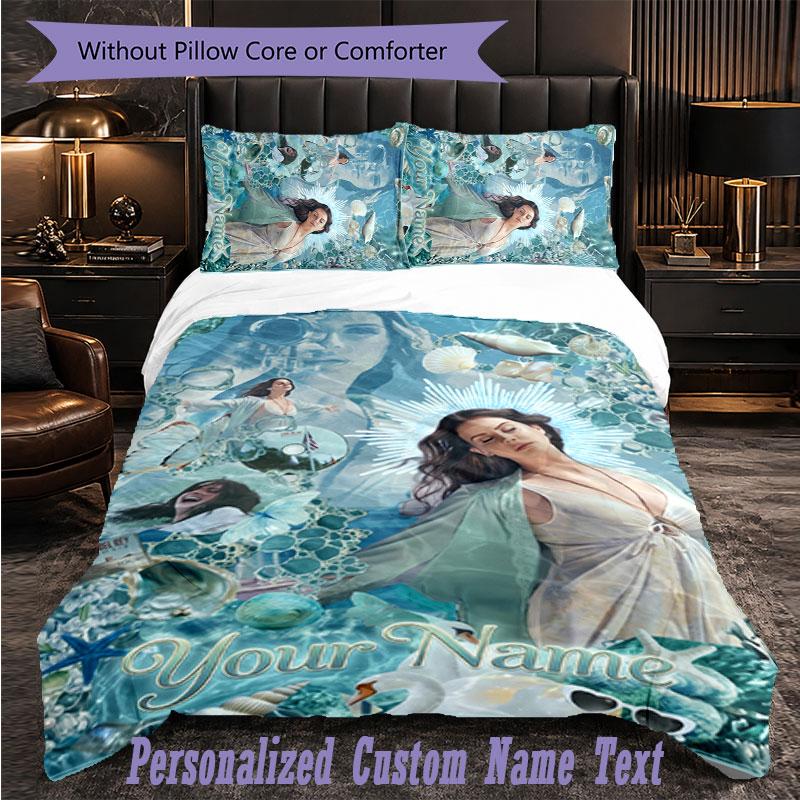 Personalized 3Pcs Bedding SetLana Del Rey Custom Text Duvet Cover Pillowcase Set Bedroom Gift