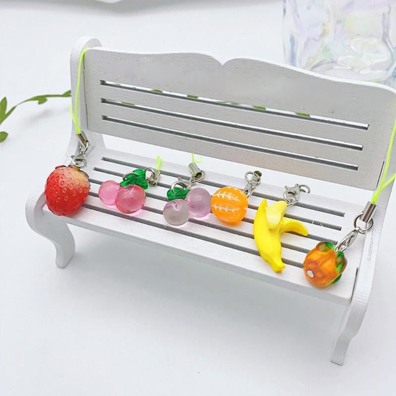 Multi Color Phone Lanyard Fruit Shapes Pendant Wrist Strap Detachable Phone Chains Keyring Portable Accessory for Women