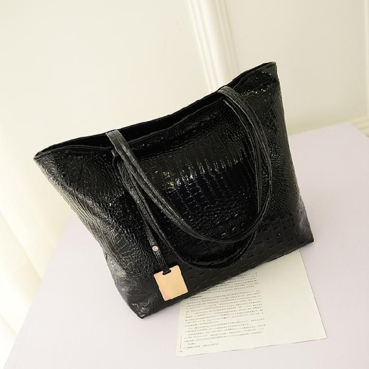 PU Leather Shoulder Bag Metallic Alligator Pattern Handbag for Easy Organization