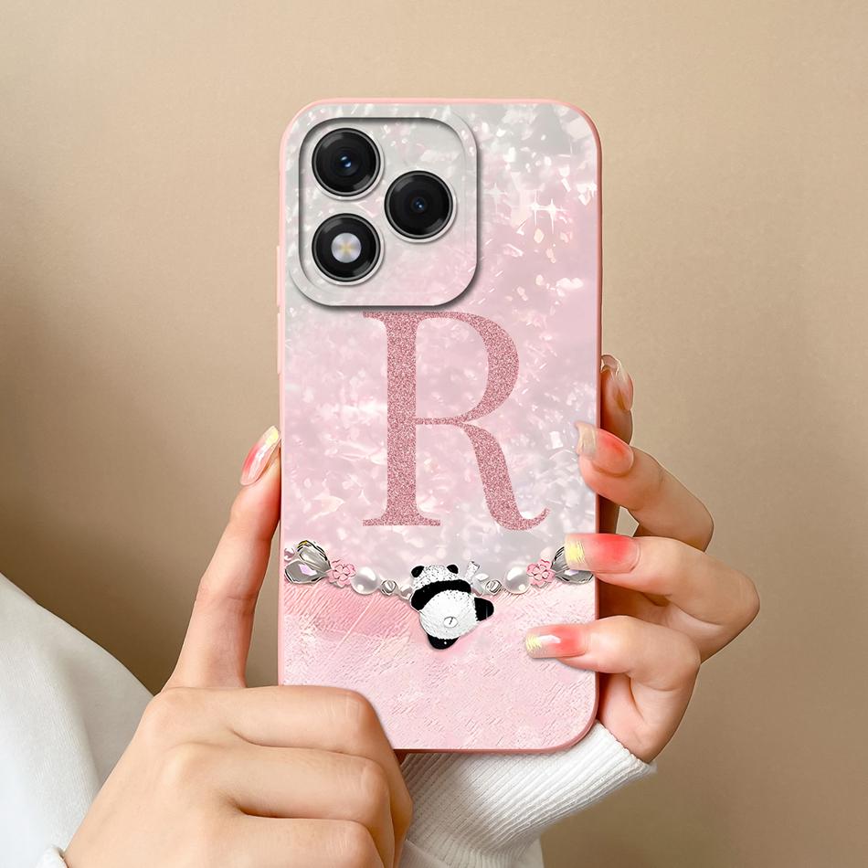 Case For Honor 400 Lite Cute Panda Letters Full Protection High Quality Liquid Silicone Soft Housing Shockproof Phone Back Cover