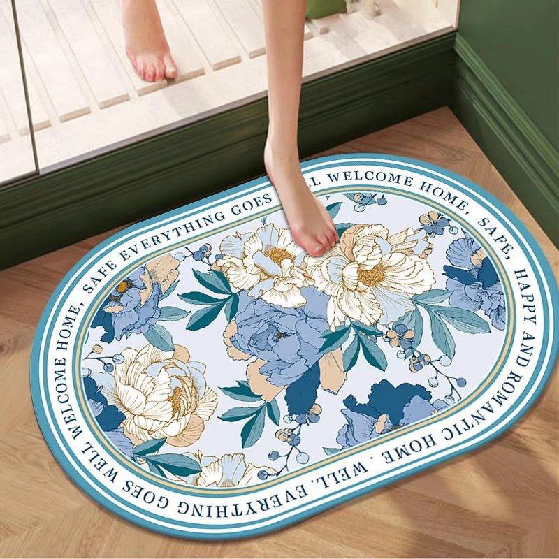 

Печатный коврик для пола, мягкая подушка, впитывающая подкладка, овальный коврик для ванной, противоскользящий коврик для входа 60*90cm