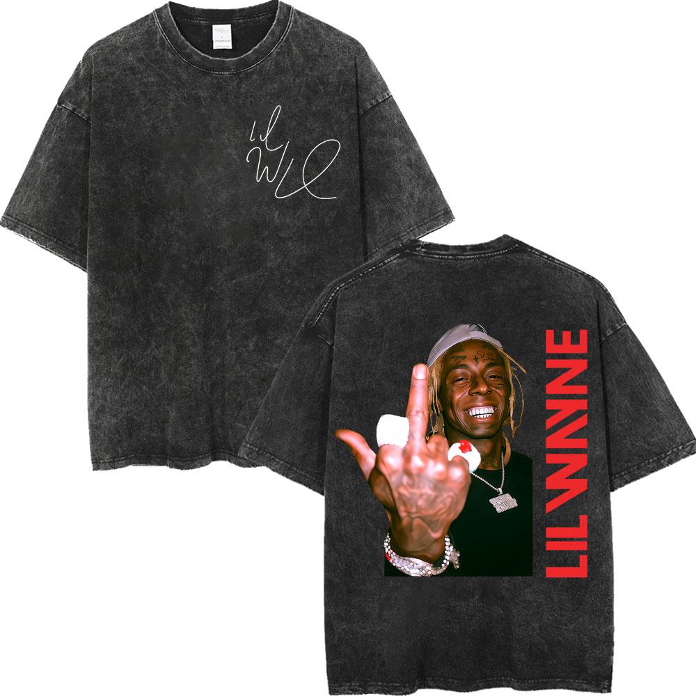 Vintage Washed Rapper Lil Wayne Graphic T Shirts Men Women High Quality Fashion Oversized Tshirts Summer Casual Cotton Tshirt