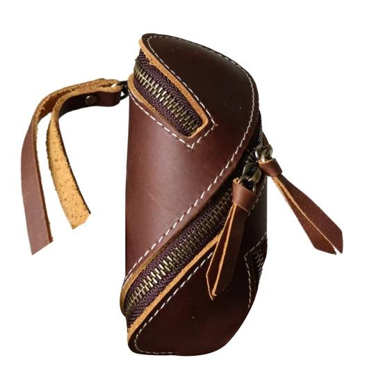 Retro Key Pouch Faux Leather Key Bag Mini Wallet Zipper Closure Belt Key Pouch for Home Bicycle Car Keys Men Women