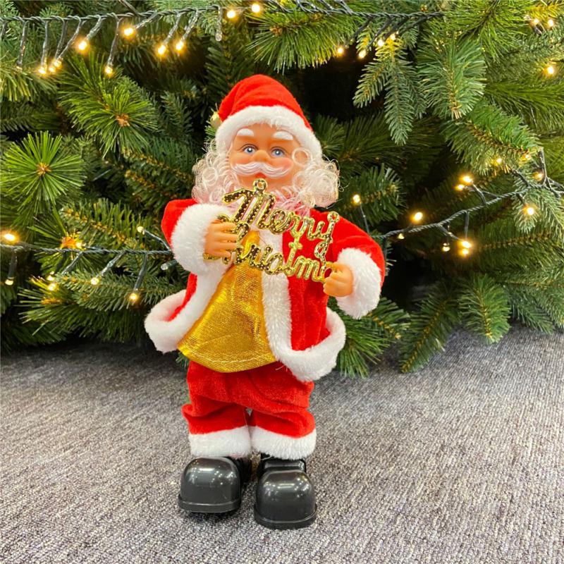 2025 NewYear Christmas Tree Hanging Decor Electric Climbing Ladder Santa Claus Doll Toys Music Christmas Ornaments Gift Merry