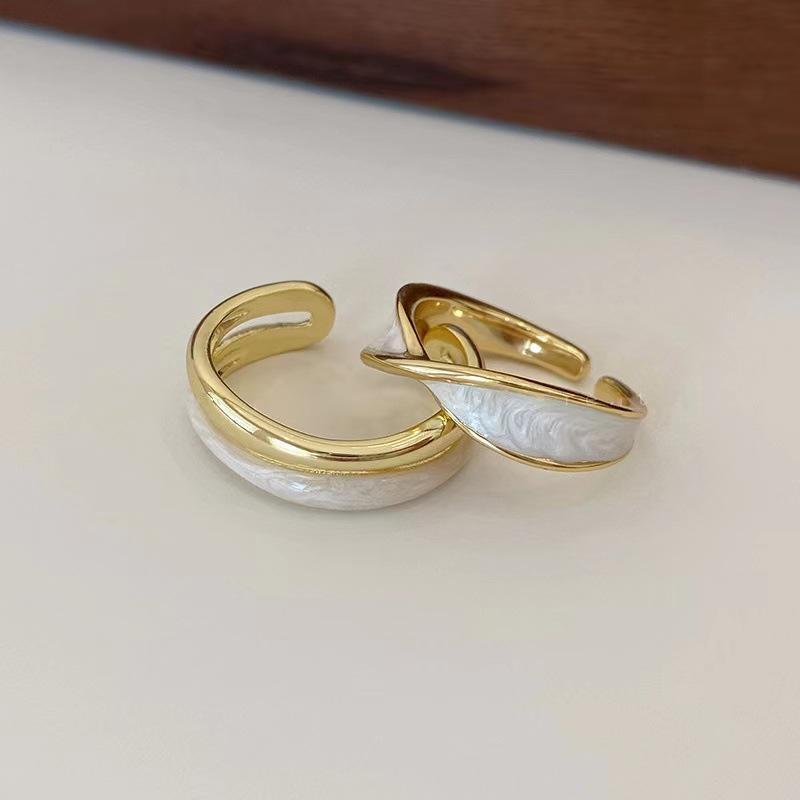 

Trend Cross Double Enamel White Color Ring Zircon Anneaux for Men Women Open Adjustable Anillos Aesthetic Anel Accessories Gift