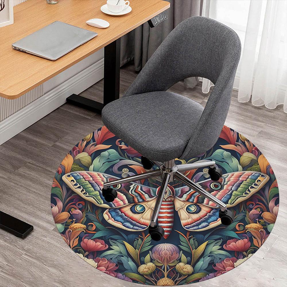 1pc Butterfly Flowers Round Chair mat Area Rug - Non-Slip, Floor Mat for Office, Bedroom, and Indoor Decor c1118188