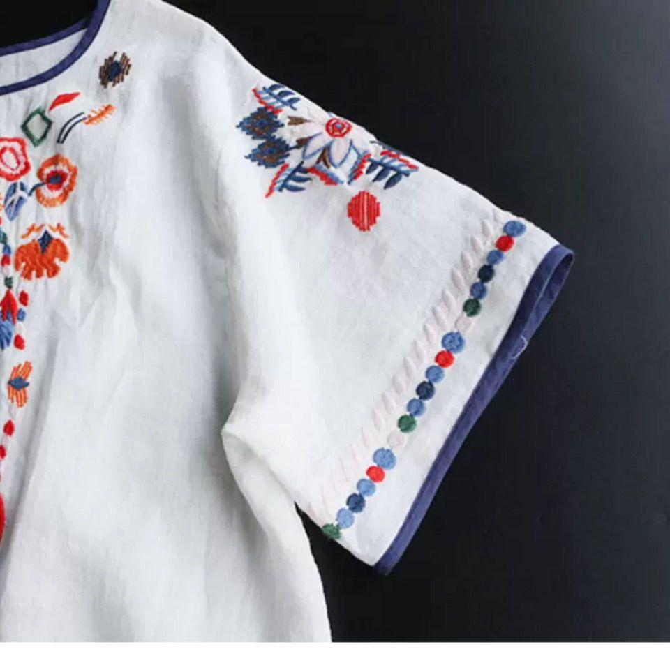 Stickerei Baumwolle Damen Shirt Sommer & Frühling Bluse Tops Kleidung für Damen Kleidung