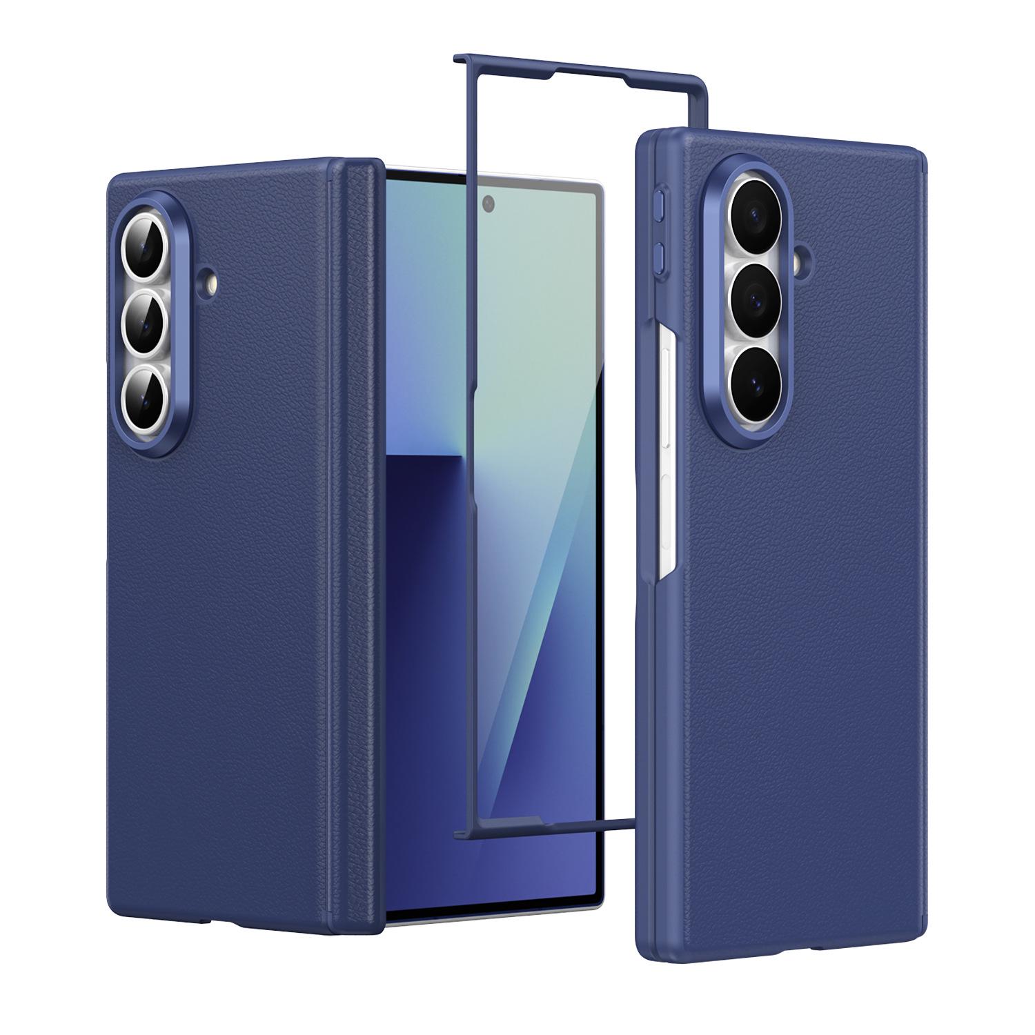Совместимый кожаный чехол для Samsung Z Fold - Складной, Магнитный защитный чехол для Z Fold 5/6/7 Fold5 синий