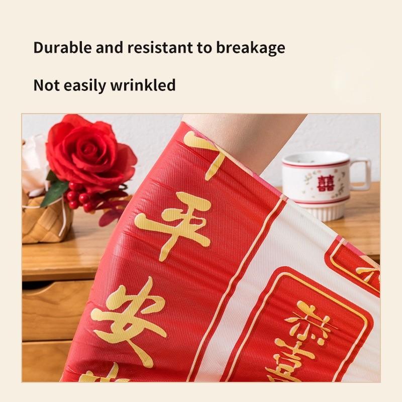1 pièce 2025 Nouvelle Année Nappe Imperméable Anti-graisse Housse de Table Tissu Rouge Festif Fête du Printemps Décoration de Maison