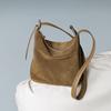 Vintage Suede Leather Single Shoulder Bag 2025 New Style Elegant Light Luxury Crossbody Bag Niche Design Versatile Bucket Bag