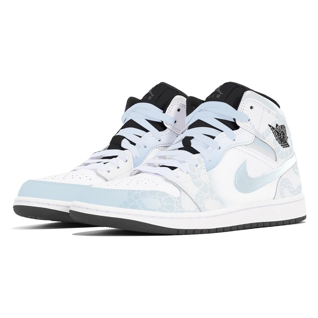 Jordan Air Jordan 1 Abrasion Resistant Abrasion Resistant Mid Top Vintage Basketball Shoes Unisex White Blue DQ8426-001(Team778-)