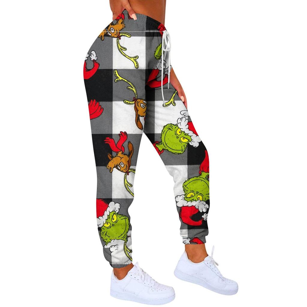 Women's Fashion Sport Printed Drawstring Pocket Casual Sweatpants Pants
