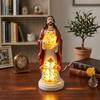 Glowing Roses Virgin Mary Statue Resin LED Jesus Christ Figurine Resin Jesus Statue  Yard Pathway