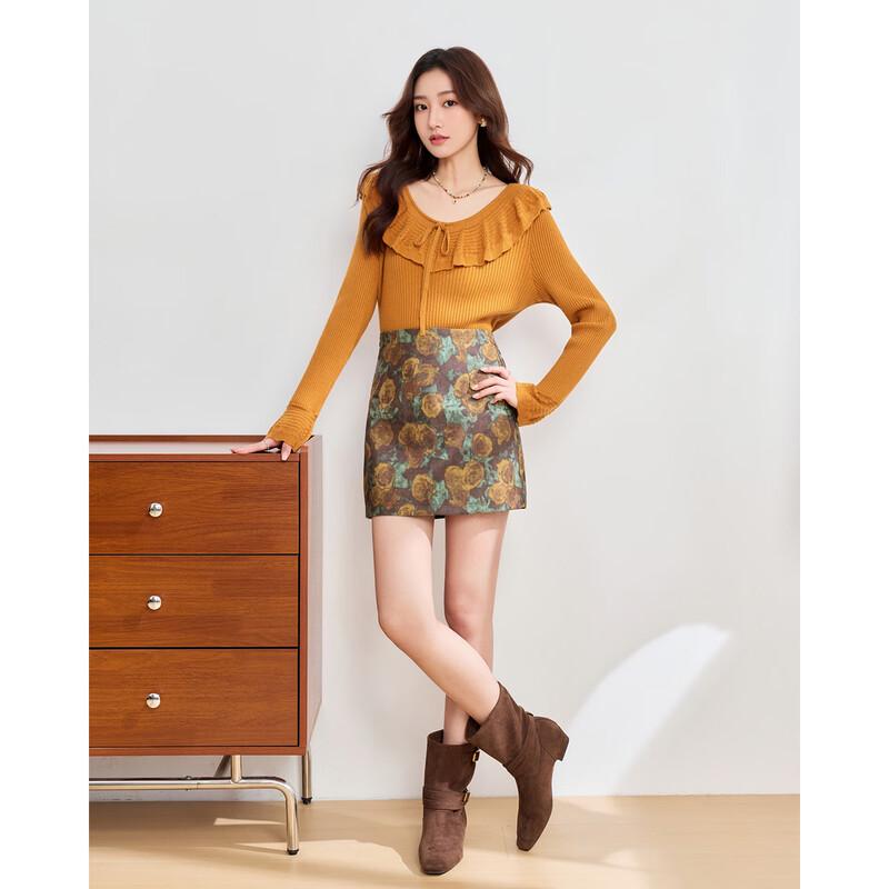 IEF Autumn Chic Two-Piece Knit Top and Skirt Set