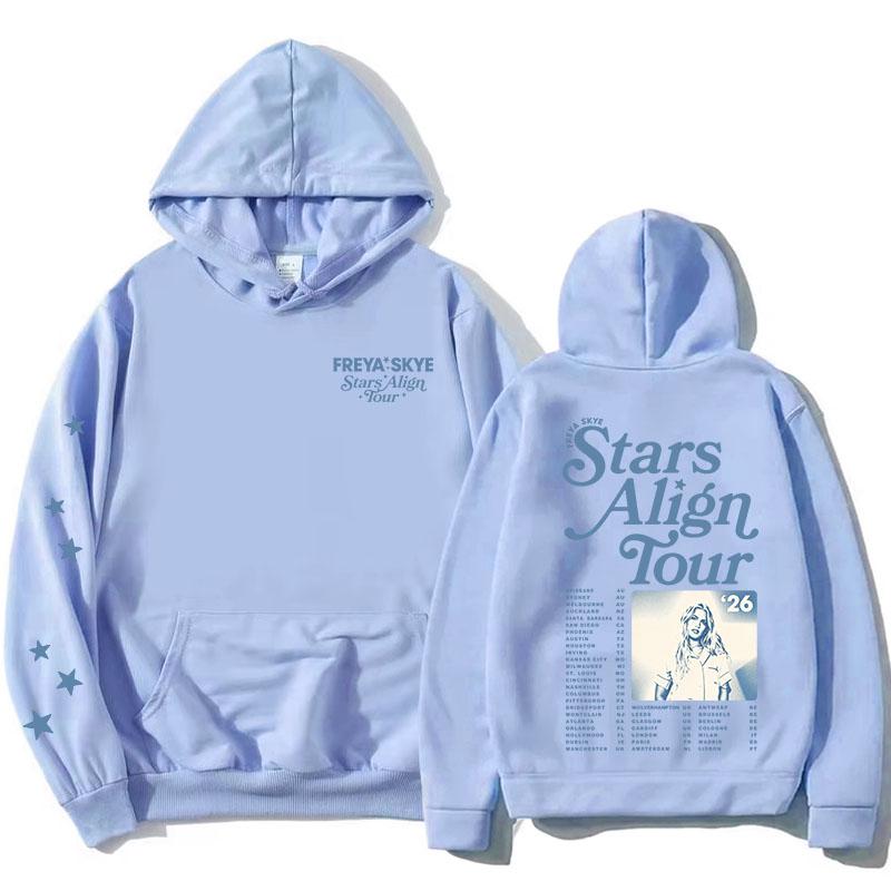 Unisex Streetwear Freya Skye Stars Align Tour Hoodies Langarm Damen Herren Sweatshirt mit Tasche Grafikdruck Merch Pullover