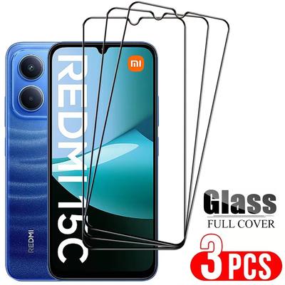 3pcs Tempered Glass For XiaoMi Redmi 15 15C 14C 13C 12C 10C Full Coverage Screen Protector For RedMi Note 13 Note 12S 12 11 10 Pro Note 14 14S 4G 5G