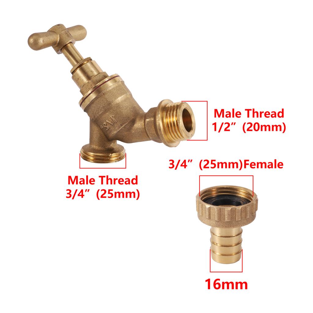 IBC Brass Faucet S60X6 IBC Tank Adapter G1/2" Tank Faucet Valve Tool with Ball Valve for Garden Hose Tank Faucet Valve Faucet