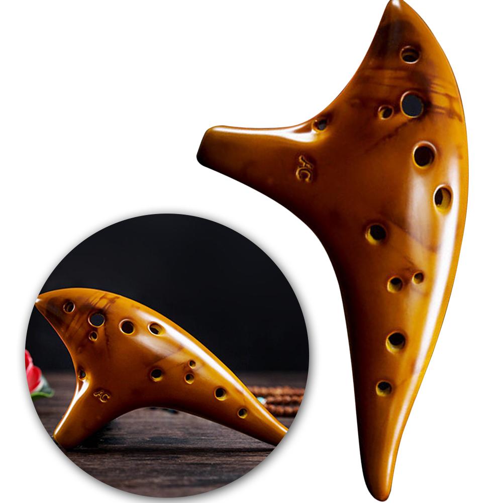 12 Hole Natural Ocarina Stable Intonation Alto C Tone Ceramic Ocarinas with Protective Bag Instrument for Music Lover Beginner