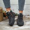 Übergrößen-Stiefeletten für Damen, 2024 Herbst/Winter Neue flache High-Top-Baumwollschuhe, Genähte lässige Damenstiefel, Schneestiefel