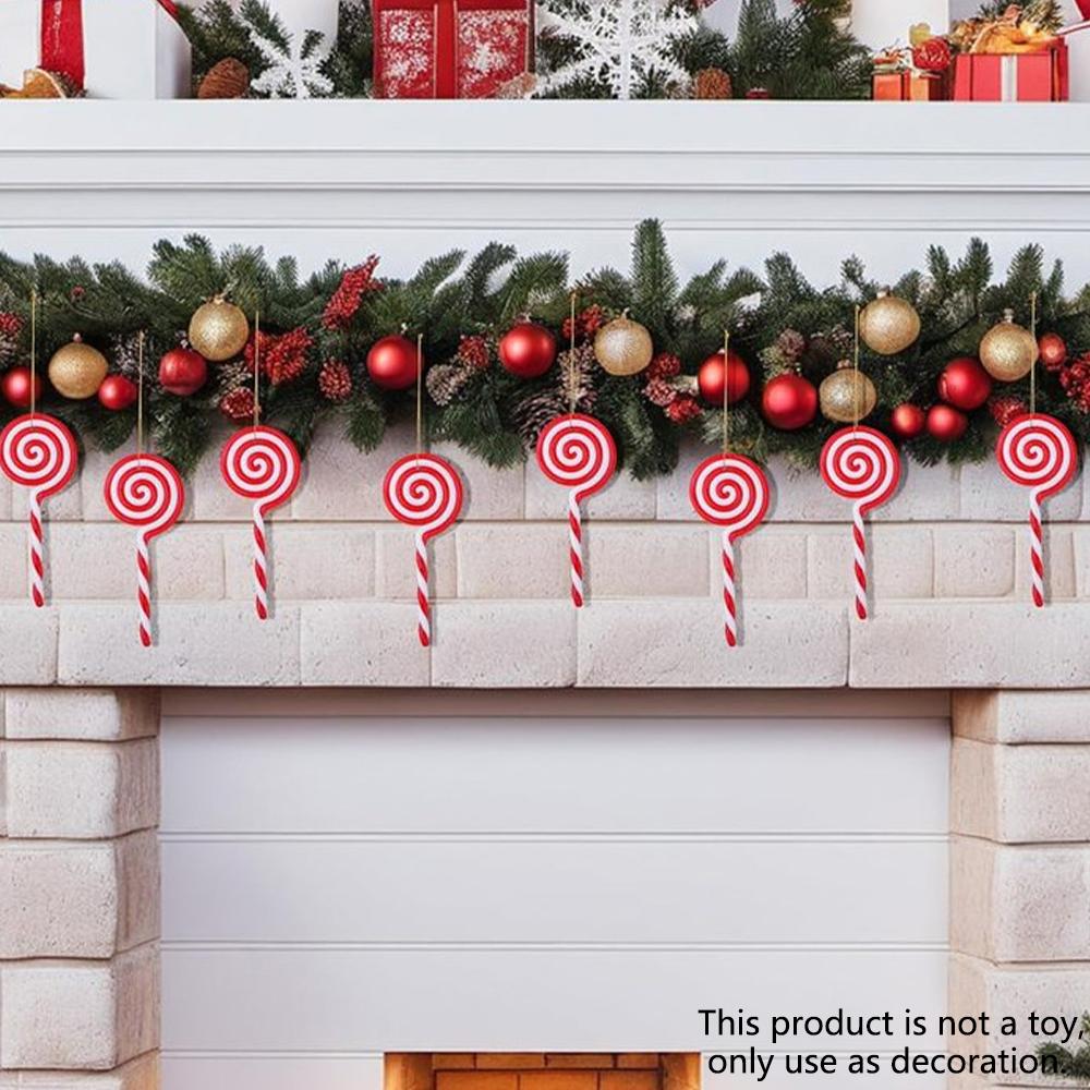 10 Stück Weihnachts-Lutscher, Weihnachts-Zuckerstange Hängedekoration Weihnachtsbaum Hängeornamente für Weihnachtsfeier Weihnachts-Heimdekoration