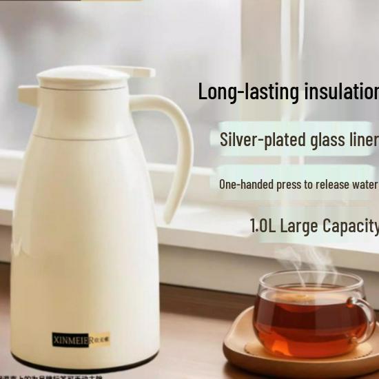 

Glass-Lined Thermos Flask: Insulated Large-Capacity Hot Water & Tea Kettle for Home