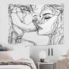 VIKAMA Abstract Line Art Couple Kiss Tapestry Minimalist Ins Style Wall Hanging for Bedroom Living Room  Sofa Decor