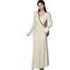 Robe en tricot Rétro à col en V et manches évasées Automne 2025 pour Femme - Jupe longue élégante et amincissante