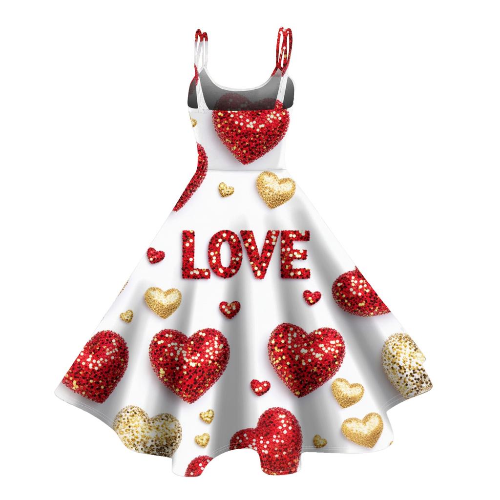 Modisches Damen-Cocktailkleid mit Aufdruck zum Valentinstag, sexy, trägerlos, Gothic, Punk, Vintage-Kleid.